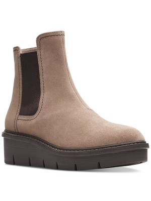 КОЛЛЕКЦИЯ CLARKS Женская бежевая обувь Airabell из кожи на танкетке с подвижным носком Chelsea 6 W