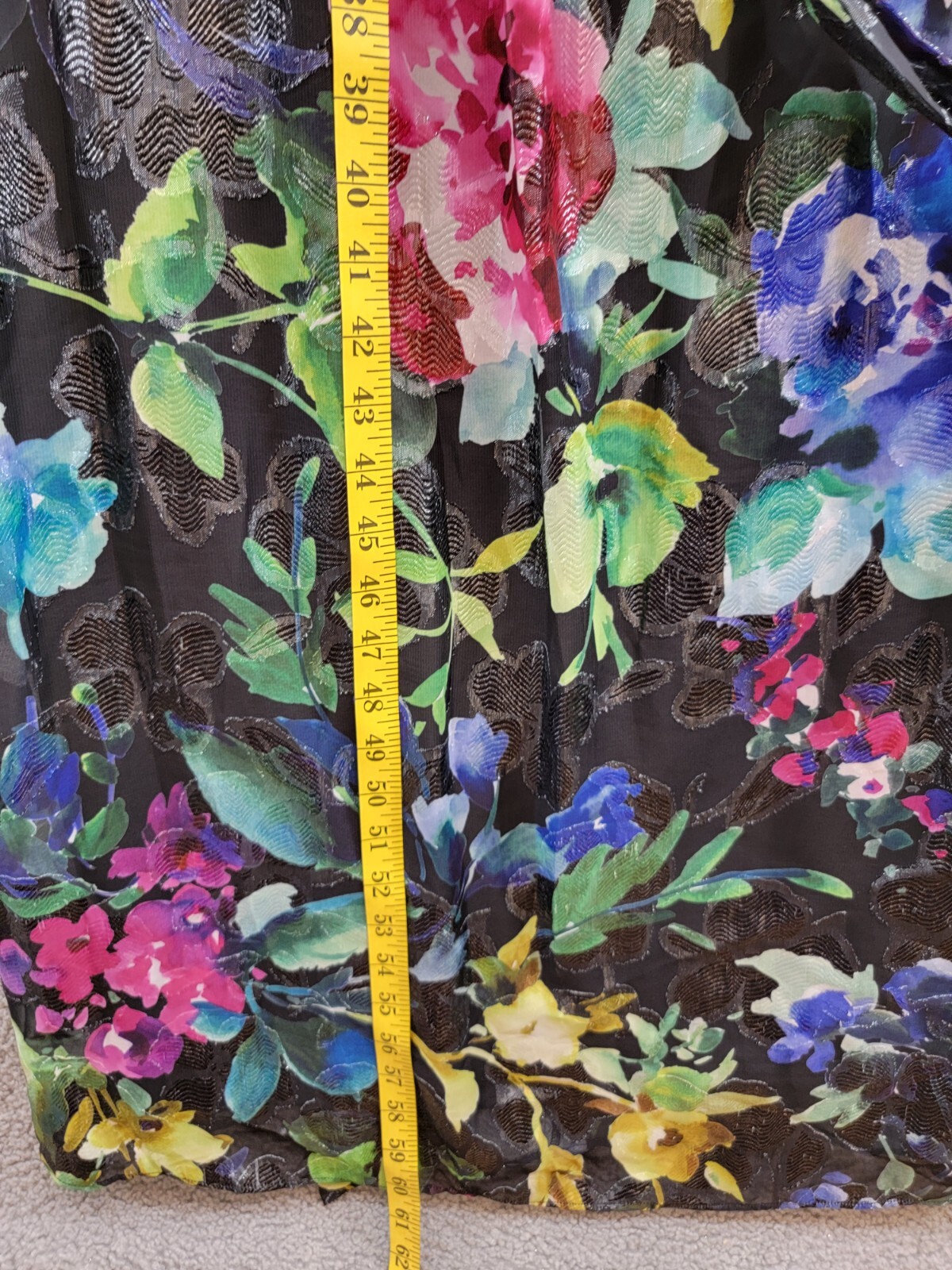 SL Fashions Floral-Print One-Shoulder Maxi Dress Womens 6 Multi Back Zip Closure - Picture 7 of 16