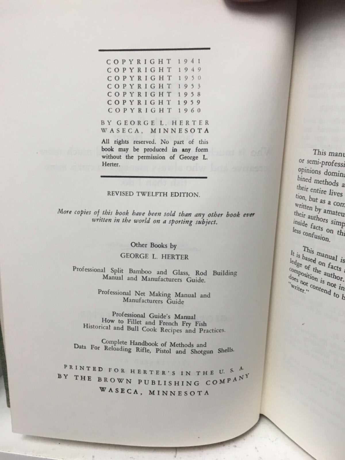 1960 George Herter Fly Tying, Spinning and Tackle Making Hardcover Book L@@K!!