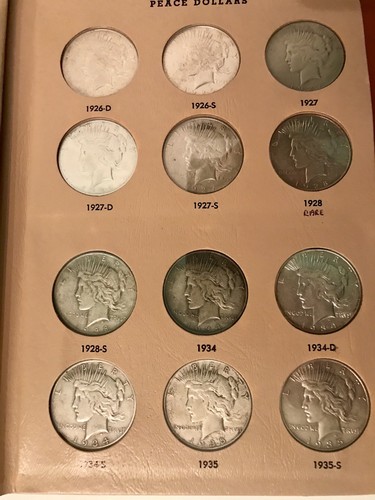 Complete Set of Peace Silver Dollars 1921-1935 in DANSCO Album