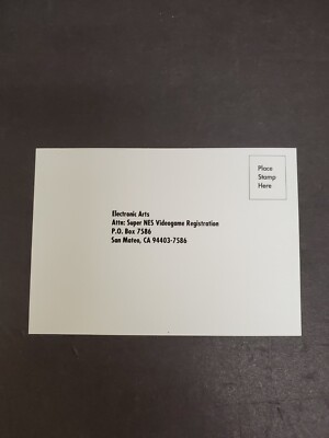 Electronic Arts Registration Card Insert Only ELA-SNS-RM-US Super Nintendo SNES