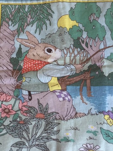 Vintage Mixed Lot Of (2) Cotton Bunny In The Woods Finished Quilt Squares 12