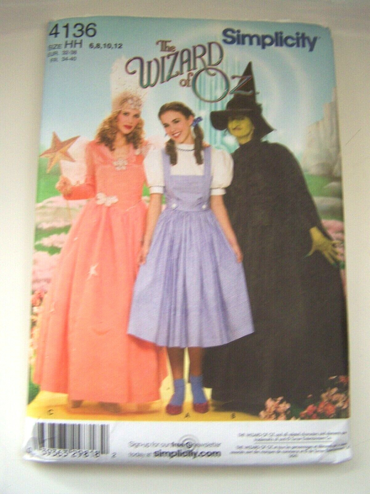 Simplicity 4136 The Wizard of OZ Costumes Uncut MISSES SIZES