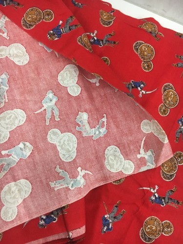 Vintage Red Pirate Themed Cotton Fabric 4 1/2 Yards 35