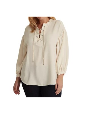 

Женская бежевая туника с разрезом на рукавах RALPH LAUREN, топ, Бежевый