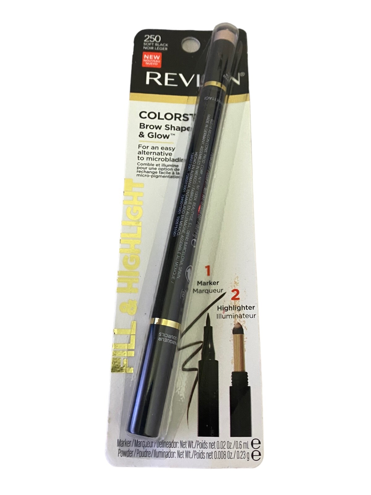 Revlon Colorstay Shape & Glow Eye Brow Marker and Highlighter #250 Soft Black