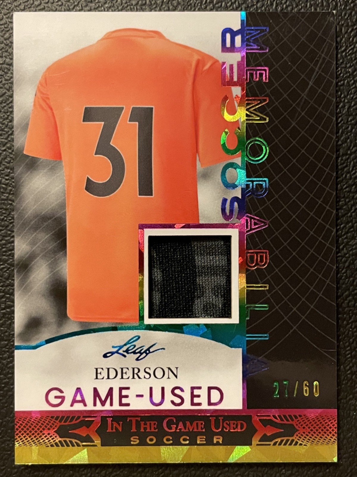 2024 Leaf In The Game Used Memorabilia Rainbow Crystal Ederson Jersey 27/60