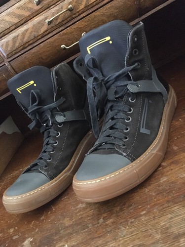 pirelli mens athletic shoes high top black leather SZ 9 US