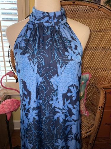 Pre-owned Lilly Pulitzer Donita Maxi Dress Navy Spotting A Pattern Size 4,16 In Multicolor