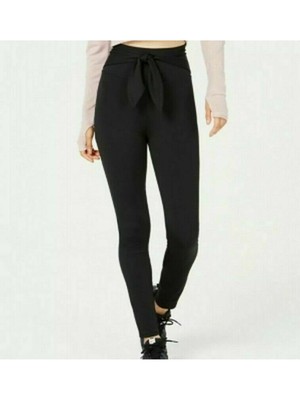 MATERIAL GIRL Womens Black Tie Active Wear Skinny Leggings Juniors S