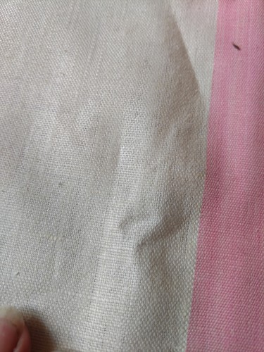 2 yds X  20  Linen  fabric striped vtg  pink  tea towel  blank  60s