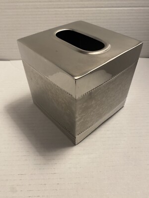 Hammered Silver MetalTissue Box Cover From India both Shiny And Matte 5x5x5 