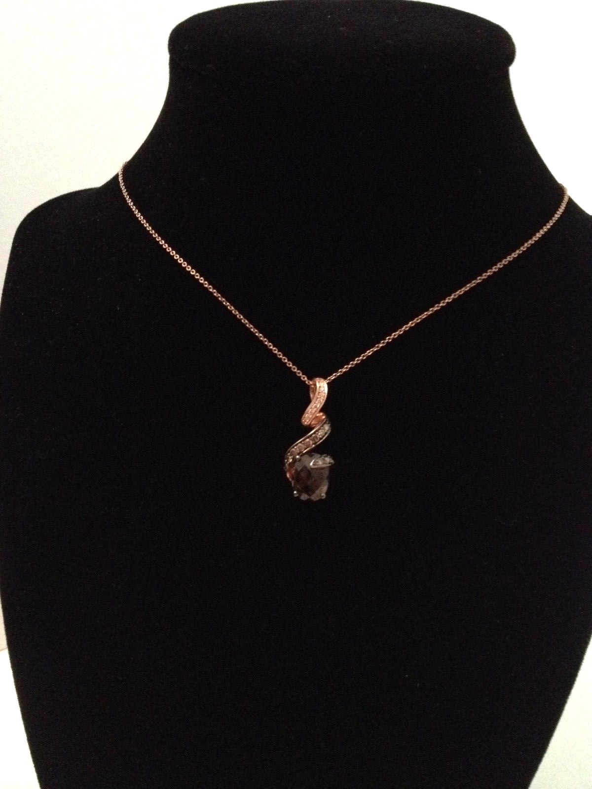 Kay Jewelers Le Vian Chocolate Quartz Diamond 14K Rose Gold Pendant Necklace