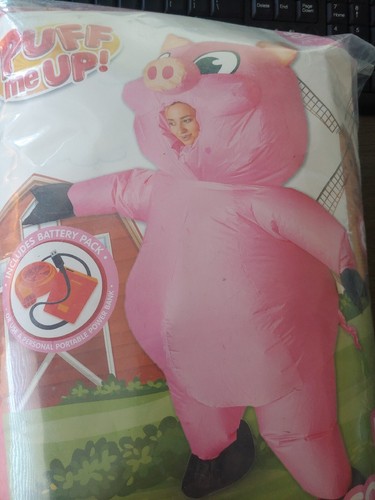 Inflatable Pig Costume Full Body Suit Pink Pig Air Blow up Suit Adult 8ft Tall