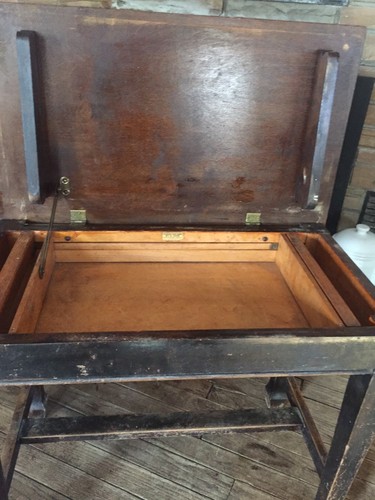 RARE ANTIQUE SOLID WOOD STANDARD PIANO BENCH MFG. CO., ORIGINAL FINISH LIFT TOP