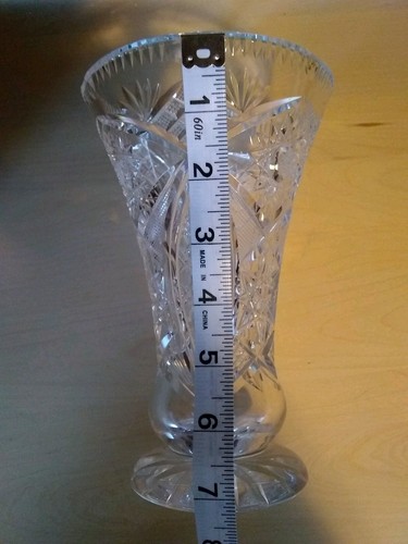 Vintage American Brilliant? Vase Heavy Clear Cut Glass 7
