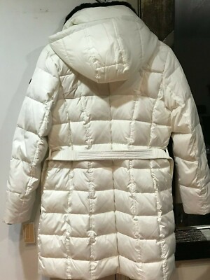 Pre-owned Michael Kors Mk Outerwear Winter Church Hood Puffer Parka Down Coat Size M L Xl In Bone