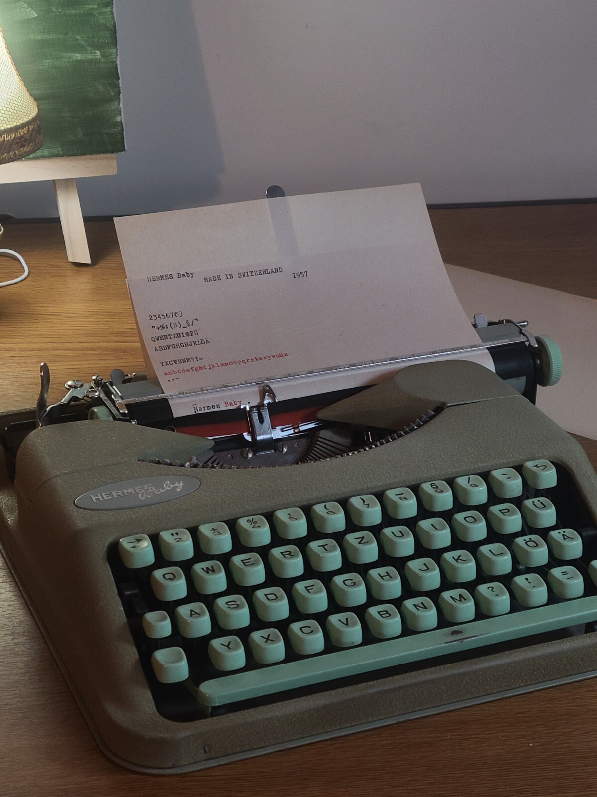 Original HERMES BABY 1957 Mint Green Typewriter w Case | eBay