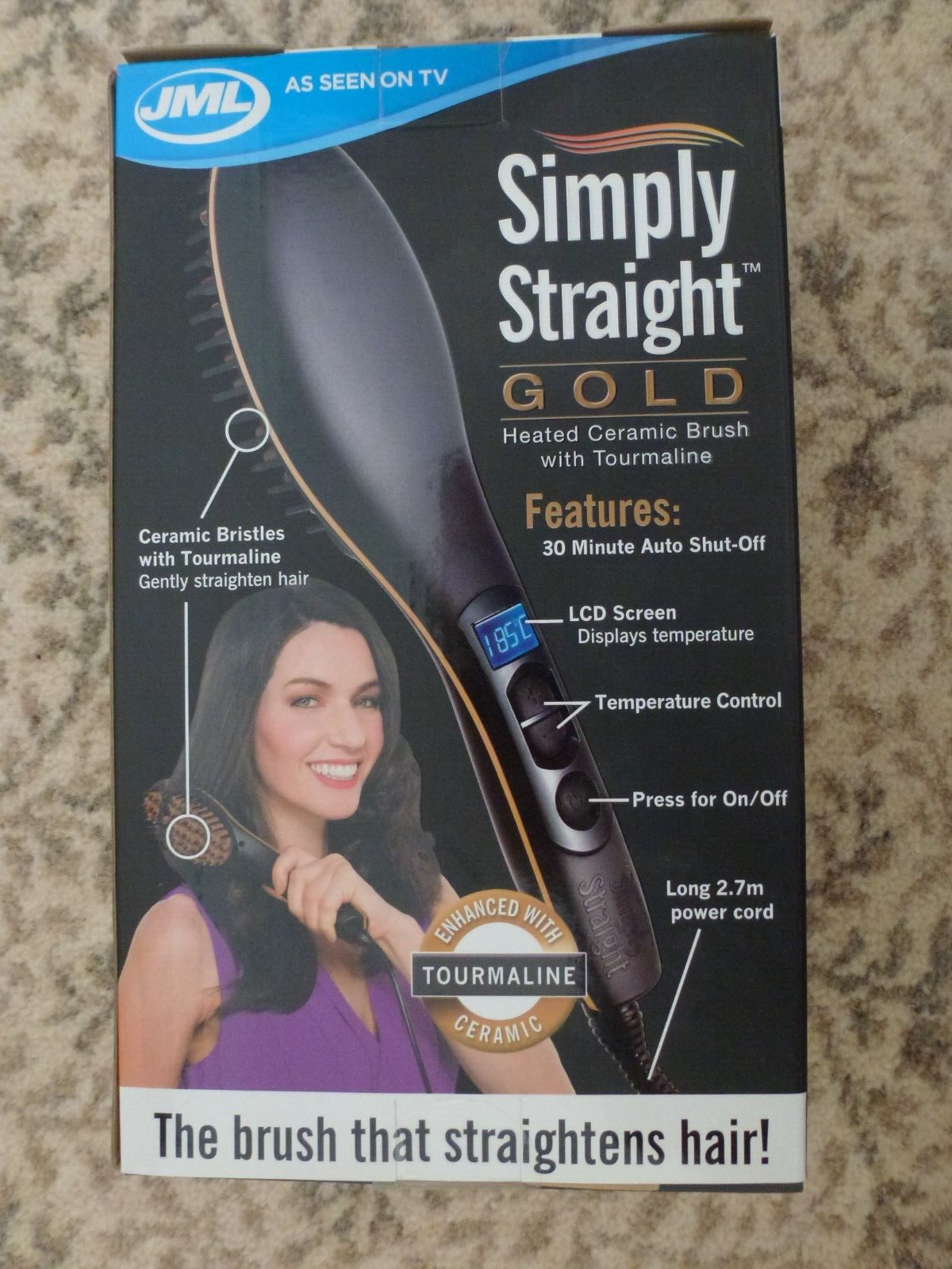 Jml hair top straightener brush gold