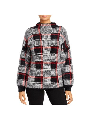 

SINGLE THREAD Женский красный эластичный пуловер в клетку с длинным рукавом плюс