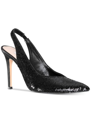 

NINA Женские черные эластичные блестки Dalisha Stiletto Slip On Leather Slingback, Черный, DALISHA-SQ