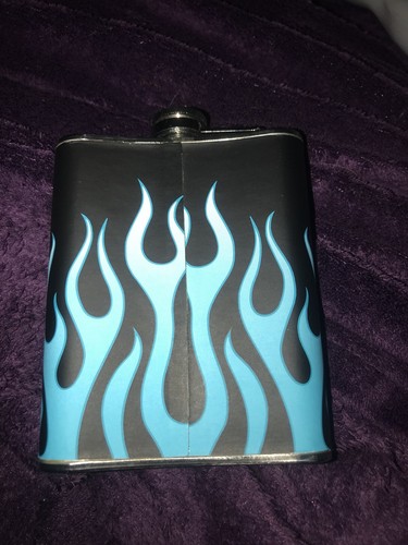 Stainless Steel Flask Blue And Black Flames Epic