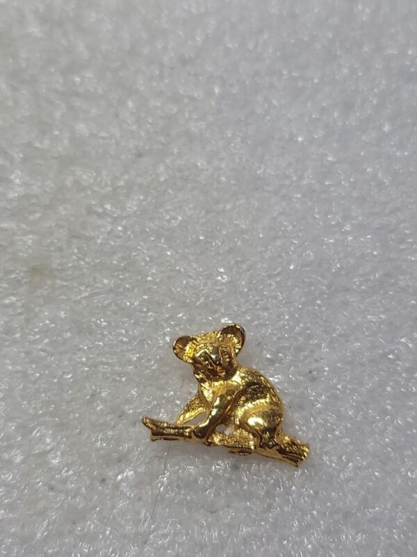 KOALA Gold Toned Lapel Pin Branch Australia Bear Single Post Clutch Back