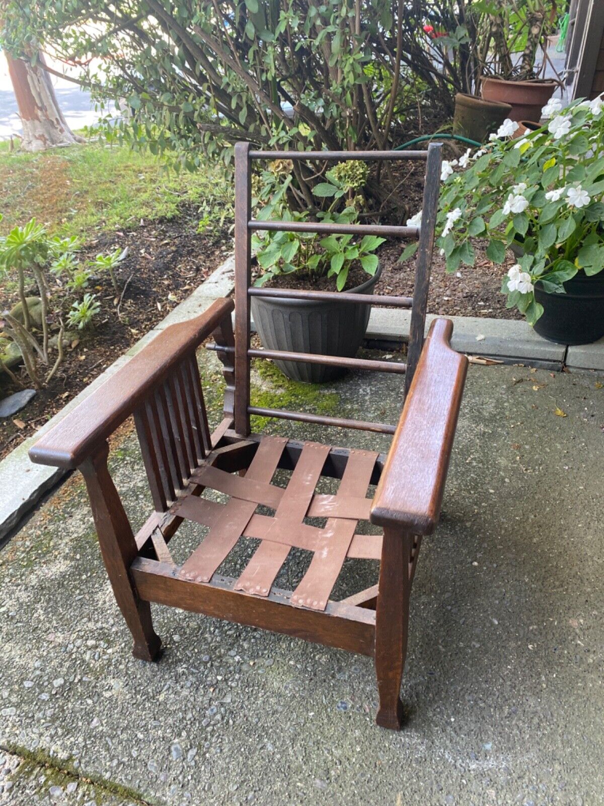 ANTIQUE VINTAGE EARLY 1900'S OAK MORRIS HINGED CHAIR | eBay