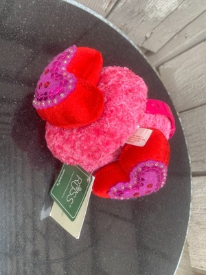 Pink Heart Plush Kids Earmuffs Winter Kidcore Russ Berrie Childrens New