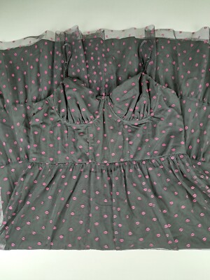 Betsey Johnson Foil Lip Printed Tiered Midi Dress Size 14 Sheer Tulle Rockabilly
