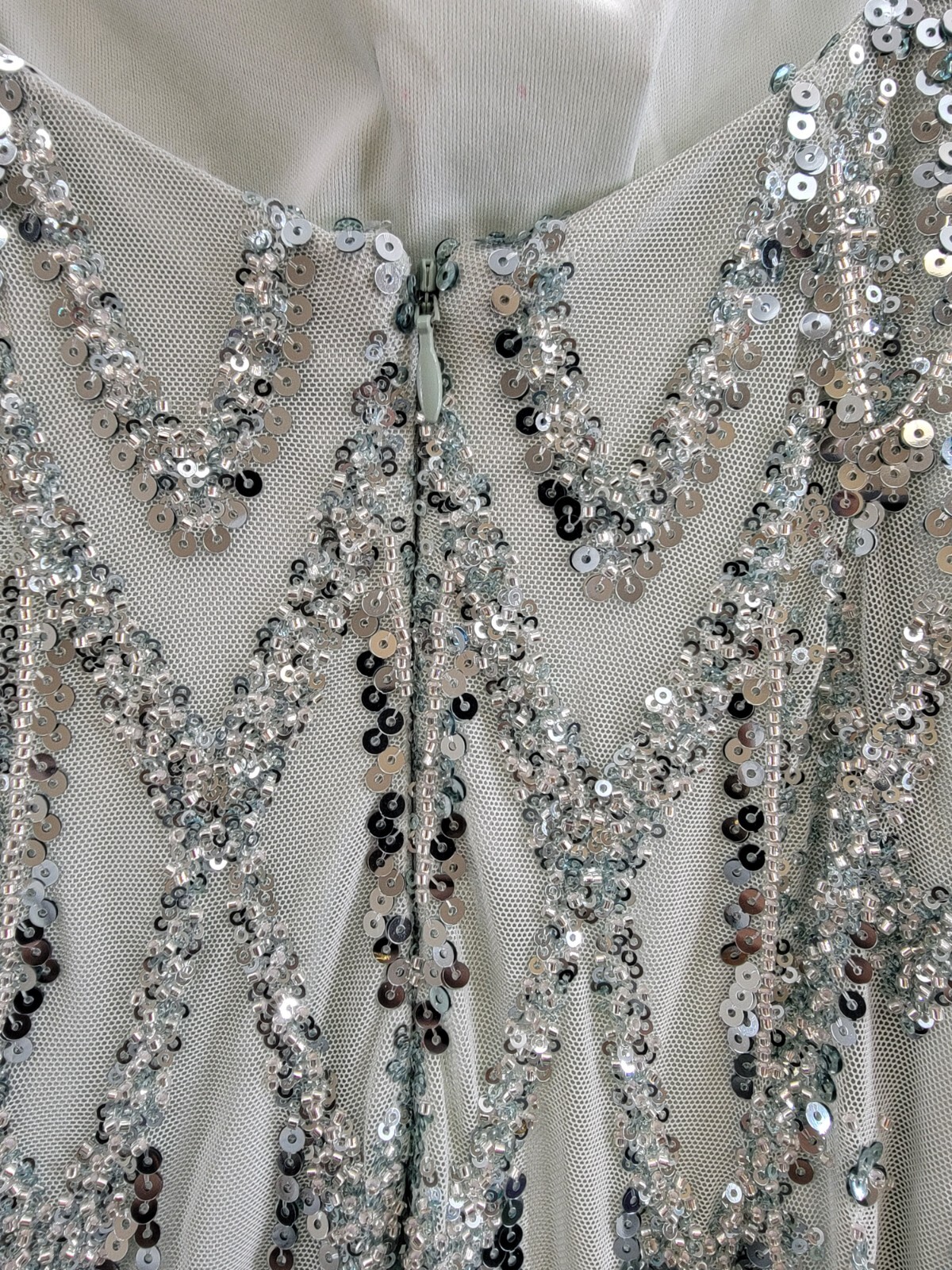 Betsy & Adam Sequin-Embellished Draped-Neck Gown Women's 2 Sage Back Zip Closure - Picture 12 of 14
