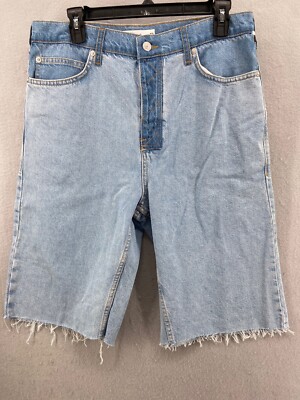 Topman Shorts Mens Sz 32 Slim Cut Off Denim Shorts Raw Hem Pockets Buttons Fly