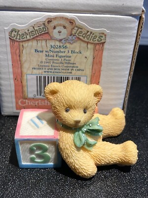 Enesco Cherished Teddies 1997  Number ''3'' Block Priscilla Hillman 302856