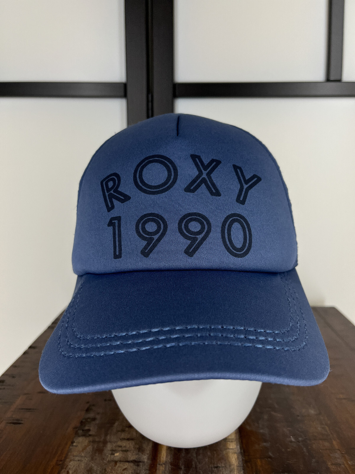 ROXY 1990 Hat Cap Snap Back Womens One Size Blue Trucker Polyester