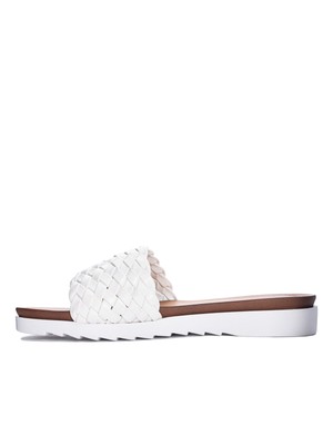 DIRTY LAUNDRY Womens White Enjoy It Toe Wedge Slip On Slide Sandals Shoes 8 M