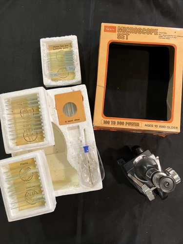 Vintage Sears Microscope Set 49-24502 100 to 300 Power w