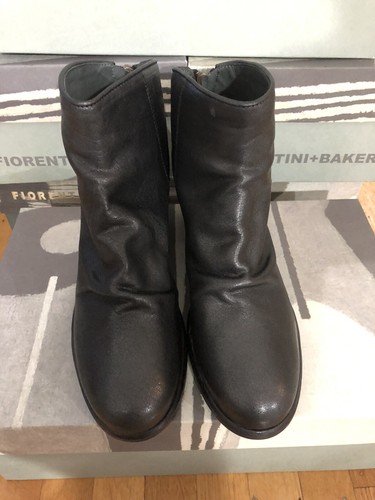Pre-owned Fiorentini + Baker Bonni Ankle Boot Black Size 37 Leather Brand $475