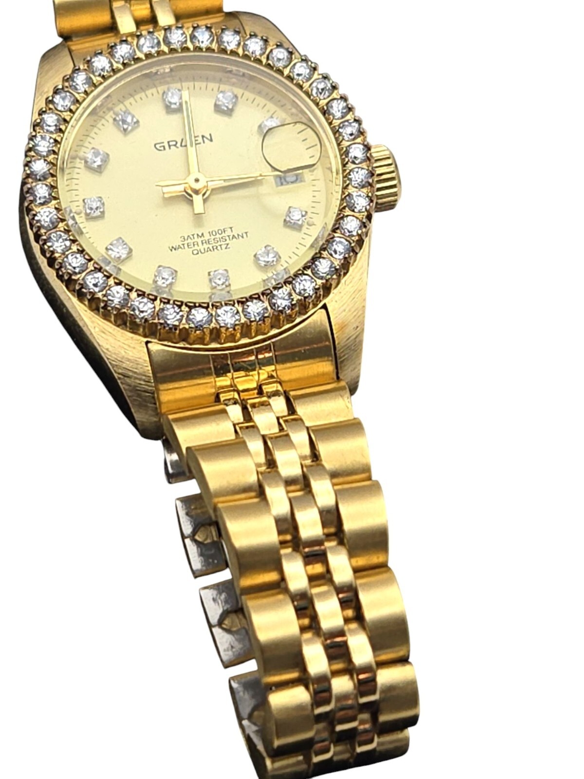 Gruen Ladies Quartz Wristwatch With Rhinestone Accents