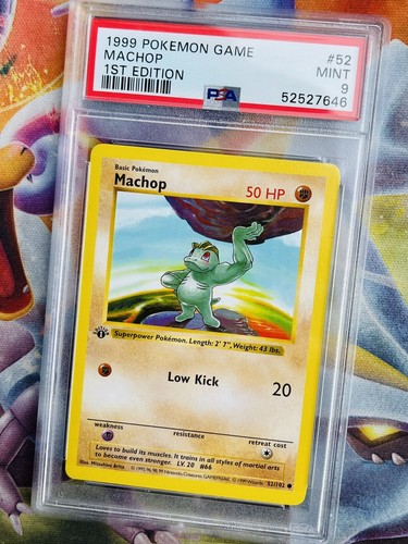 PSA 9 MINT Machop 1st Edition Base Set Shadowless #52