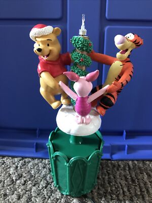 Vintage Disney Christmas Pooh Twirling Table Top Tree Top Tigger Piglet Flaws
