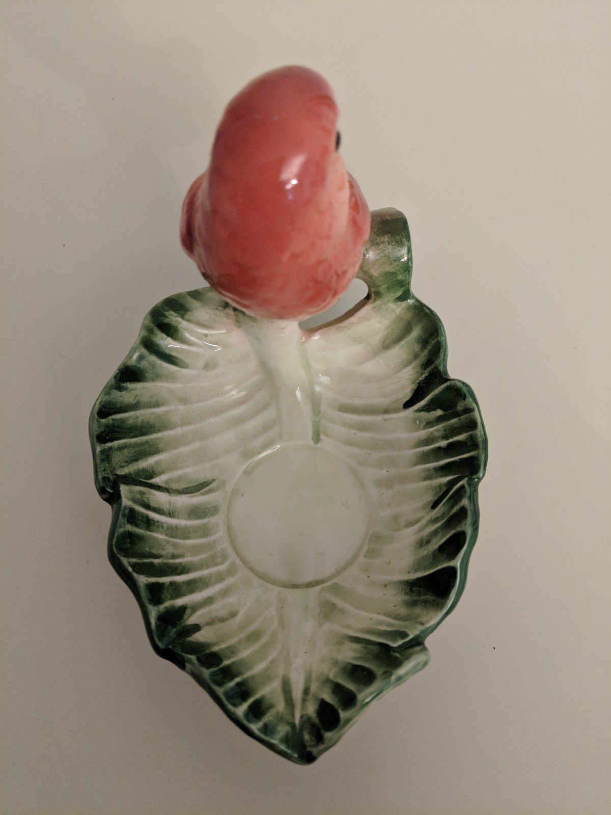 Fitz & Floyd: F&F Tropical Love Bird Parrot Banana Leaf Dish Tea Light1986