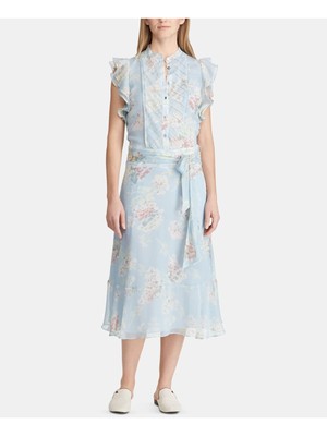 

RALPH LAUREN Женское голубое вечернее платье длиной до колен с короткими рукавами и короткими рукавами, Light blue