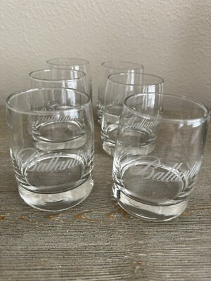 Ballantine's Whisky Glasses Set Of 6 White Logo 9.5cm Promo Cyprus