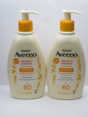 AVEENO PROTECT + HYDRATE SUNSCREEN ALL-DAY HYDRATION SPF 60 12 OZ (LOT OF 2)