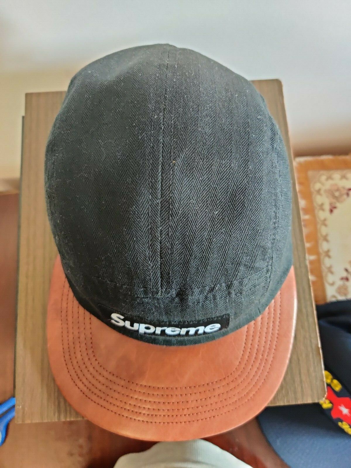 Vintage Cap Supreme Camp Logo Cap Adjustable Made In USA Black