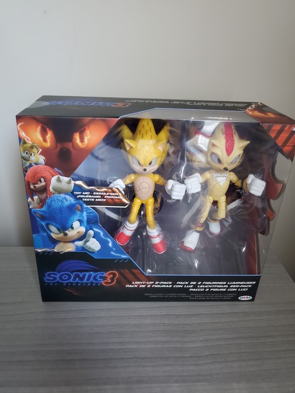 Sonic 3 Movie Super Shadow Super Sonic Jakks Pacific Light