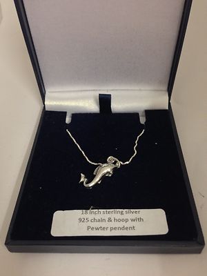 Roman Dolphin DPP Pewter Emblem 925 sterling silver Necklace 16-30''