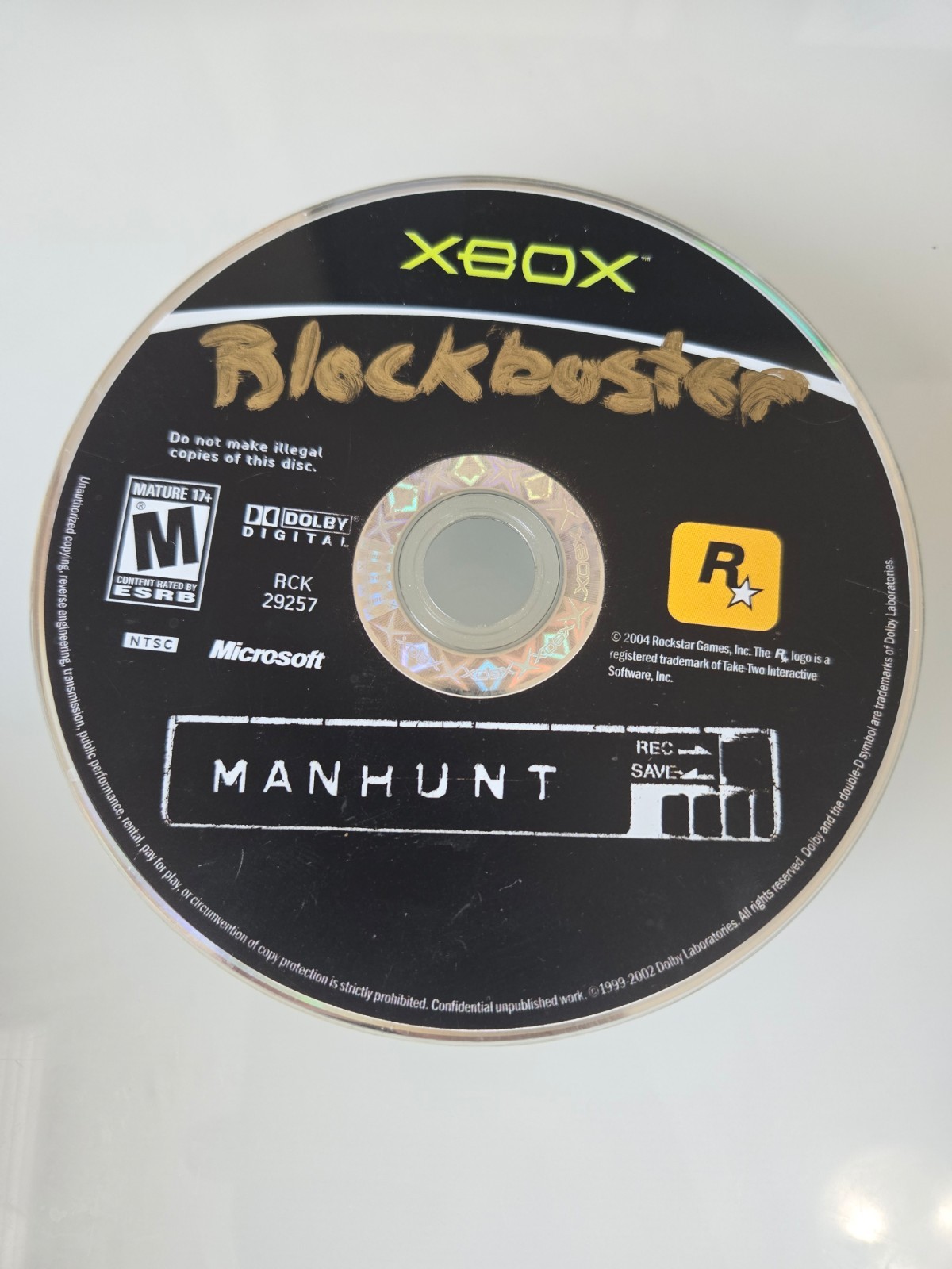 Manhunt (Microsoft Xbox, 2004) DISC ONLY