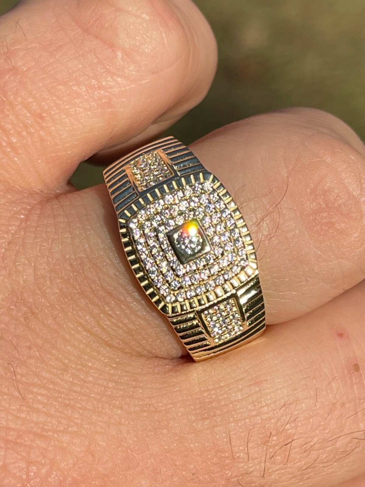 Men's Real Solid 925 Sterling Silver 14k Gold Plated Iced