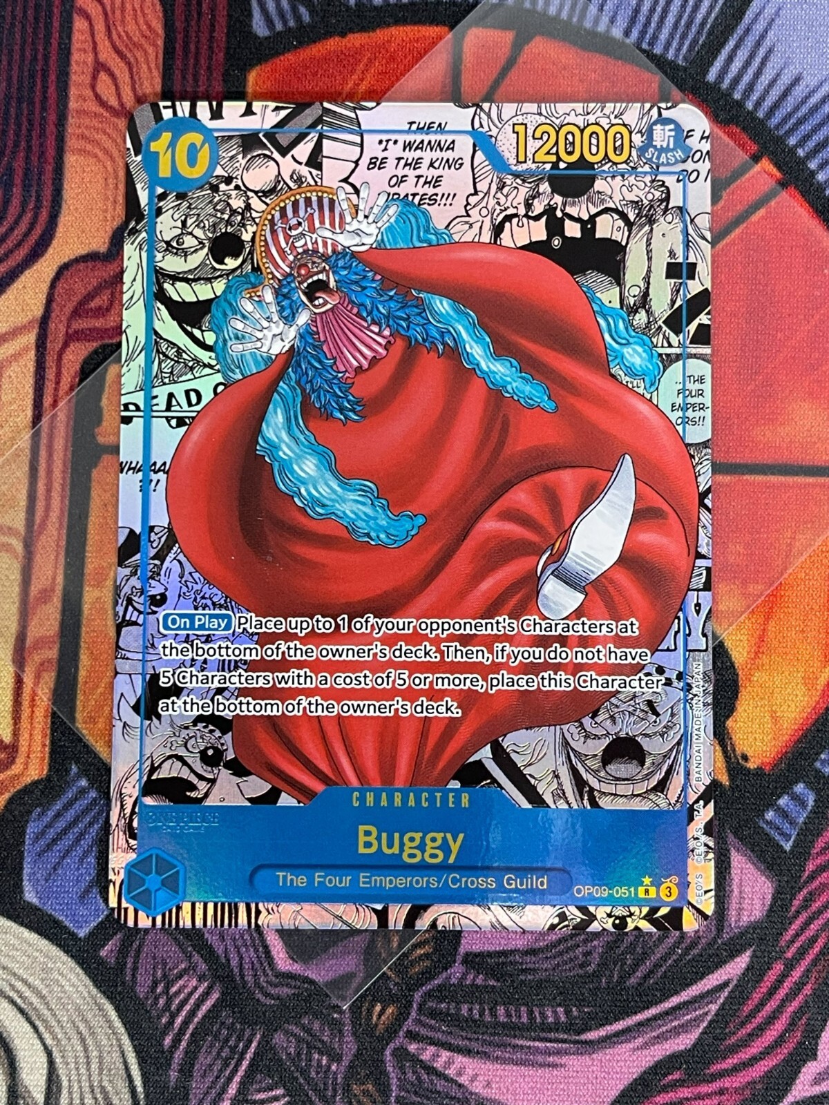 バギーPSA10 ワンピース OP09-MANGA ALT ART　オマケ付き ワンピース】(OP09) バギー(漫画背景)(パラレル)(051) 青